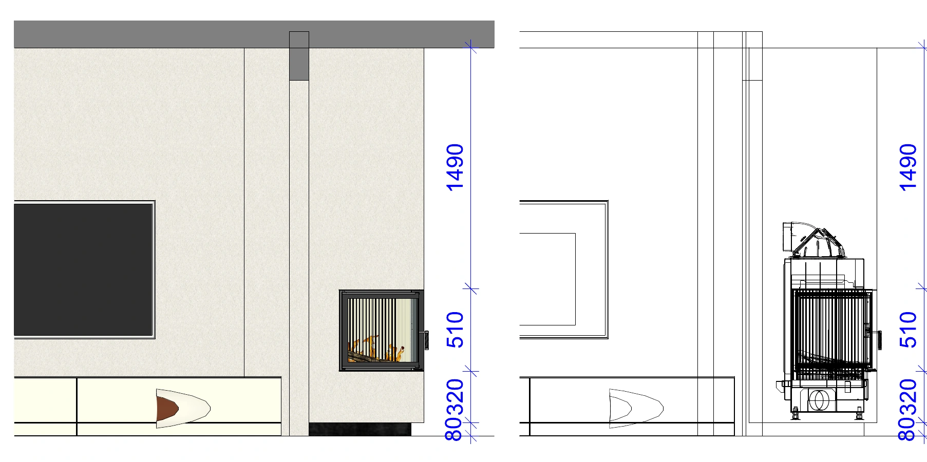 Bemaßte Ansicht Projekt 02